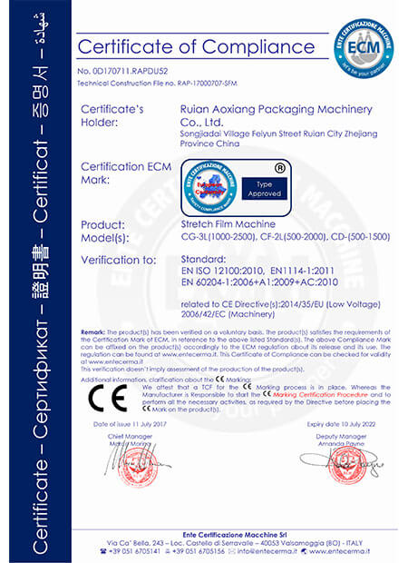 CE Certifcate-Stretch Blowing Machine